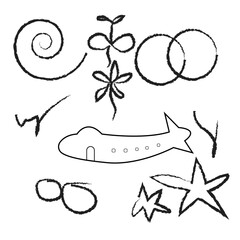 Small children random art by black brush,paint brush vector.