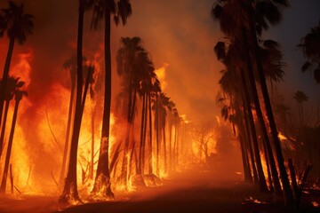 Palm Trees Engulfed In Flames