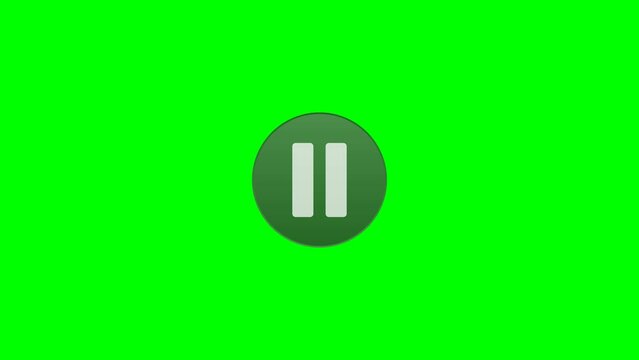video pause, play, stop button green screen high quality HD icons animation
