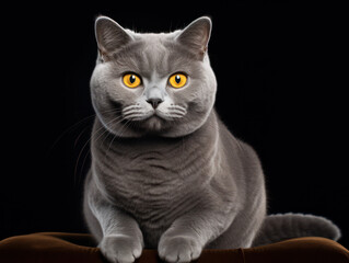 Fototapeta premium Chartreux Cat Studio Shot Isolated on Clear Background, Generative AI