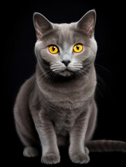 Fototapeta premium Chartreux Cat Studio Shot Isolated on Clear Background, Generative AI
