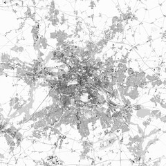 Berlin map. Detailed light map of Berlin (Germany). Scheme of the city with roads, highways, railways, buildings, rivers etc. - 684300695