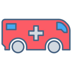 Ambulance icon or logo illustration filled outline color style. Icons transportation.