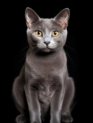 Korat Cat Studio Shot Isolated on Clear Background, Generative AI