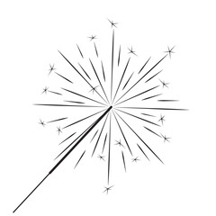 party sparkler vector illustration, black shape on white background