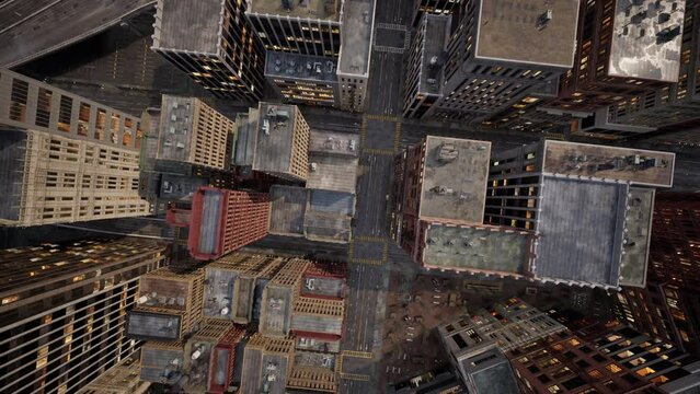Aerial view of Midtown Manhattan at sunset