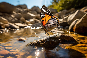 Fototapeta na wymiar A close-up of a butterfly. Generative Ai