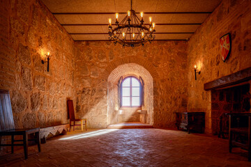 Medieval hall inside the castle of Jumilla, Murcia, from the 13th century