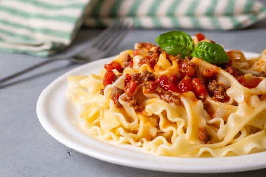 Mafalde or Mafalda or Mafaldine Pasta Bolognese