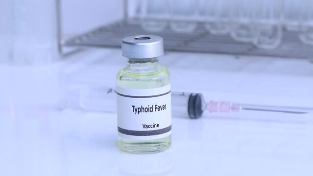 Typhoid Fever vaccine in a vial, immunization and treatment of infection, scientific experiment