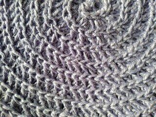 Beach bag made of blue and beige jute, crocheted