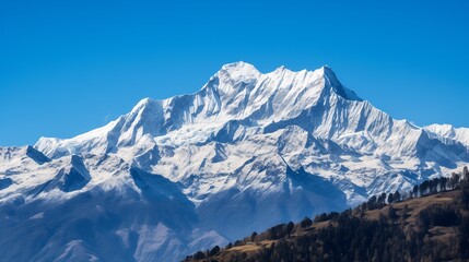 moutain landscape, snow covered mountains, himalayan range - obrazy, fototapety, plakaty