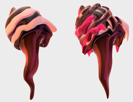 3d melting caramel chocolate illustration