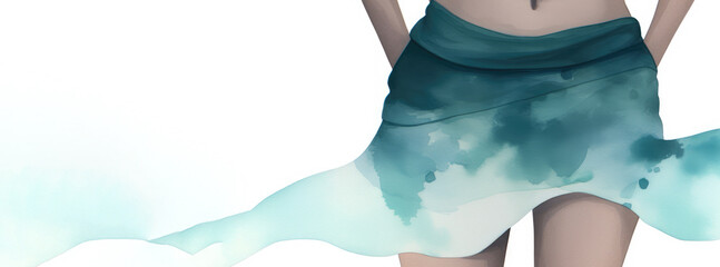 Green Watercolour women hip for Cervical cancer awareness month banner