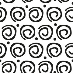abstract pattern with spirals. black and white seamless pattern of repeating elements