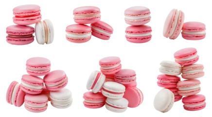 Rolgordijnen Pink macarons isolated on transparent background © MW.LW