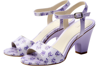 Lavender Wedge Sandals on transparent background.