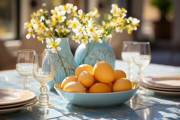 Generative AI - Bright coloured eggs for Easter celebration