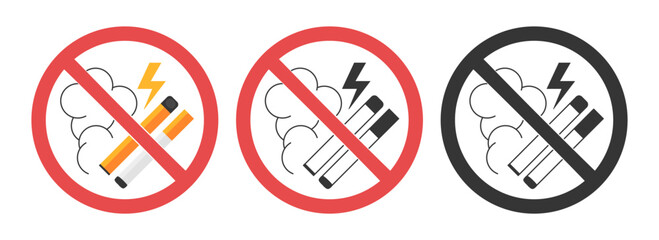 No smoking, no vaping icons, vector signs