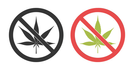 No drugs symbols in flat style - obrazy, fototapety, plakaty
