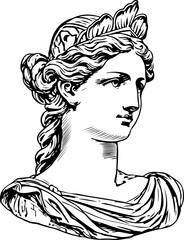 Hera goddess statue Vintage sketch