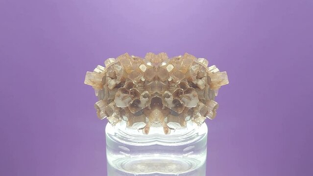 Aragonite on the turntable in the studio,