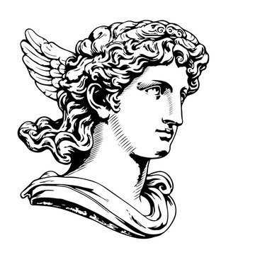 Hermes statue Vintage sketch