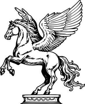 Pegasus statue Vintage sketch