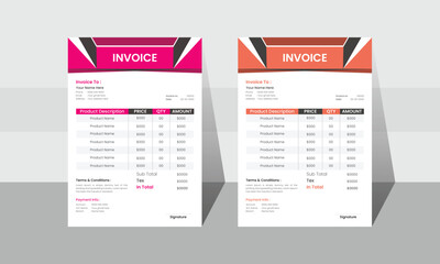 Template for a simple corporate business invoice