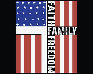 Faith Family Freedom American Flag Christians woman T-Shirt Gift