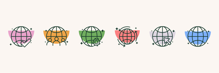 Obraz premium Global icon set. For website business design. Vector illustration