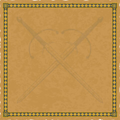 Square Parchment with Fleur de Lis Frame and Crossed Longswords