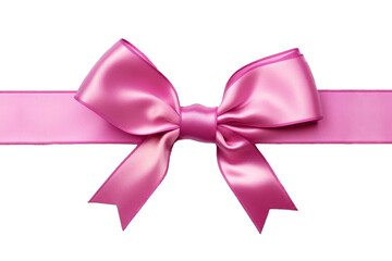 pink ribbon and bow isolated on transparent background. PNG file. AI generated