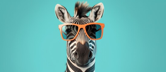 Fashionable zebra animal with stylist yellow glasses. AI generated image - Powered by Adobe