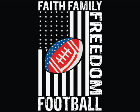 Faith Family Freedom Football American Flag Christians T-Shirt