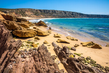 Western coastline of the Algarve near Santo Antonio, Portugal - 684311057