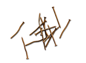 Fototapeta na wymiar Old rusty nails isolated on white background