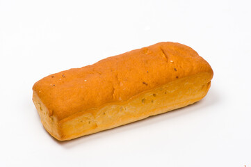 Close-up image of a plain ciabatta panini roll  isolated on white background
