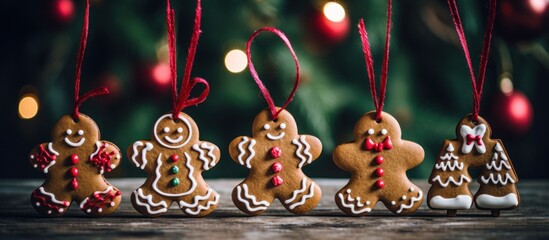 Hanging Christmas sweet cookies decoration. AI generated image