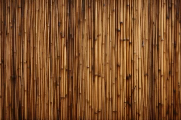 Zelfklevend Fotobehang Desiccated bamboo stalks. Bamboo boundary, embellished scenic context. Bamboo material. © Sergii