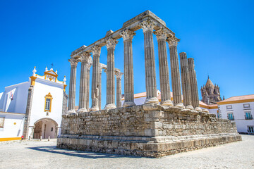 Ancient columns of a monument, Evora, Portugal - 684312662