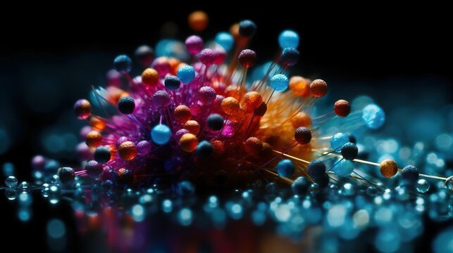 Nano particle molecule. Nano medicine and nanotechnology biotechnology concept. Organic or inorganic polymeric sphere, capsule, quantum.