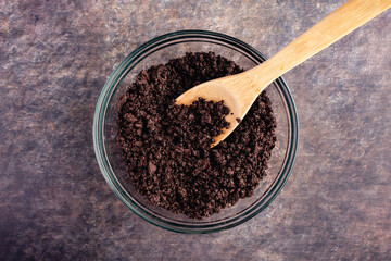 Making Cookies and Cream Truffles Filling: Ground chocolate and vanilla sandwich cookies mixed with cream cheese