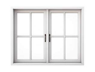 Rectangular, square window with a white frame. Large white window. Isolated on a transparent background.