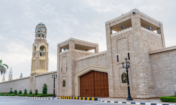 Gate to the Sultan Qaboos bin Said's Al-Husn Palace in Salalah, Dhofar Province, Oman.