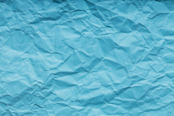 Blue Crumpled Paper Texture, Wrinkled Color Paper Pattern