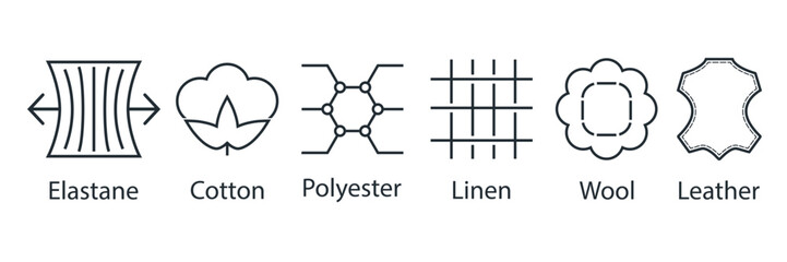 Set of fabric types icon. Vector illustration. - obrazy, fototapety, plakaty