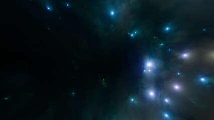 Bright blue space nebula with cold stars