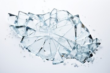 Broken glass shards isolated on white background - obrazy, fototapety, plakaty