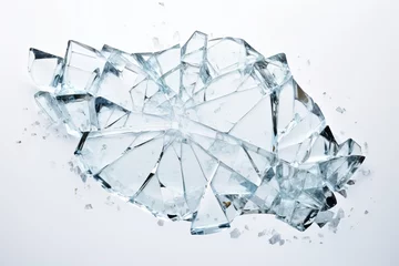 Fotobehang Broken glass shards isolated on white background © Vladimir